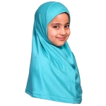 Small Size Muslim Girls Turquoise Hijab Scarf