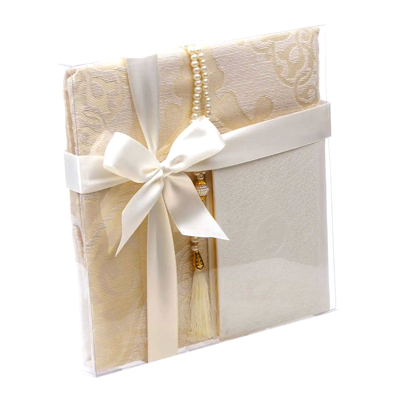 Gift Box Textured Quran Prayer Set – Cream01 copy