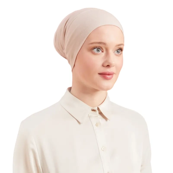 Coconut Cream Loose Tube Undercap for Hijab