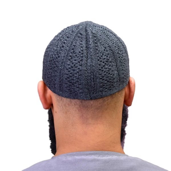 Dark Grey Thick Prayer Cap for Muslim Men