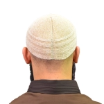 Cream Velvet Prayer Cap for Muslim Men