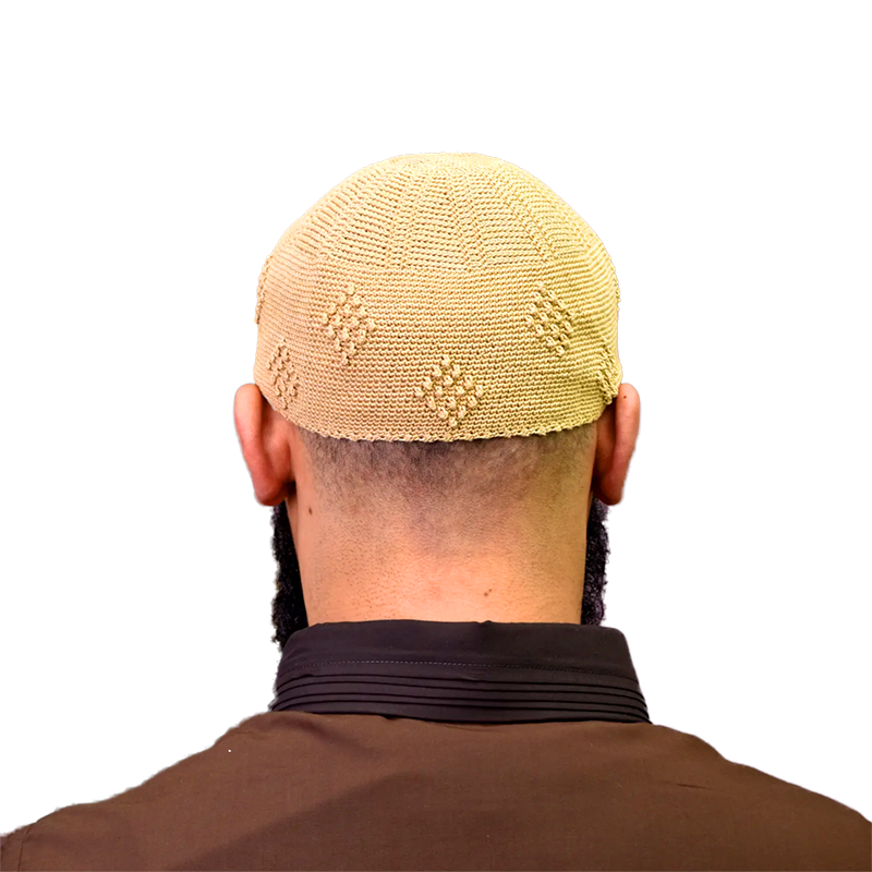 01-Men’s Detailed Knit Prayer Hat – Beige