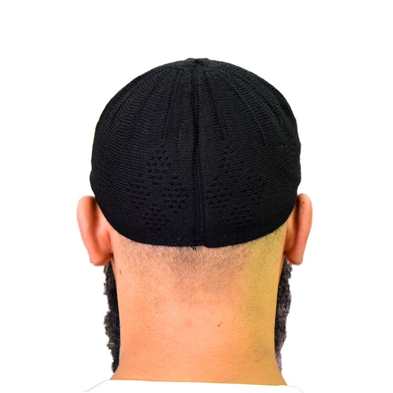 01-Men’s Diamond Patterned Prayer Hat – Black