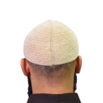 Almond White Wool Prayer Cap for Muslim Men