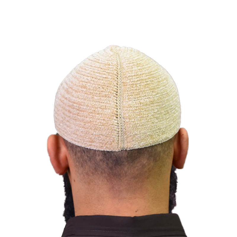 01-Men’s Elegant Wool Prayer Hat – Almond White