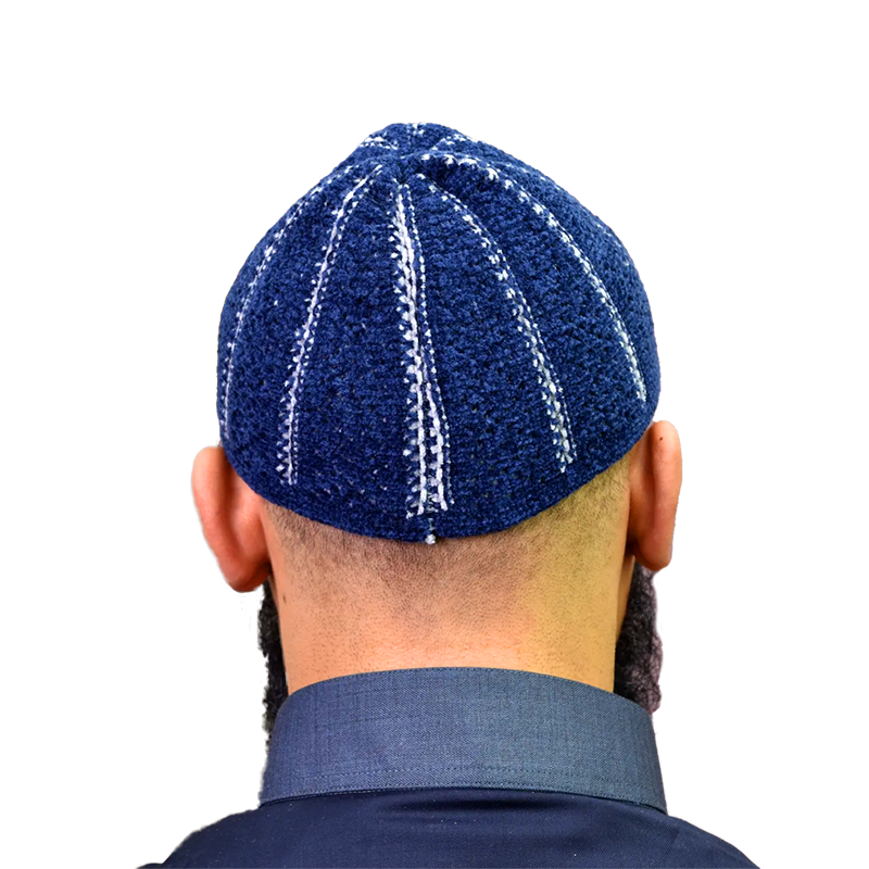 01-Men’s Finest Lined Prayer Hat – Navy W Grey