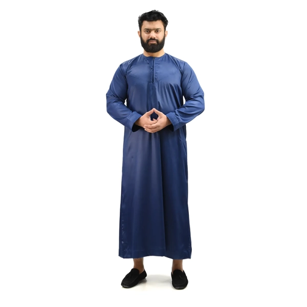 men's blue shiny Omani tassel thobe