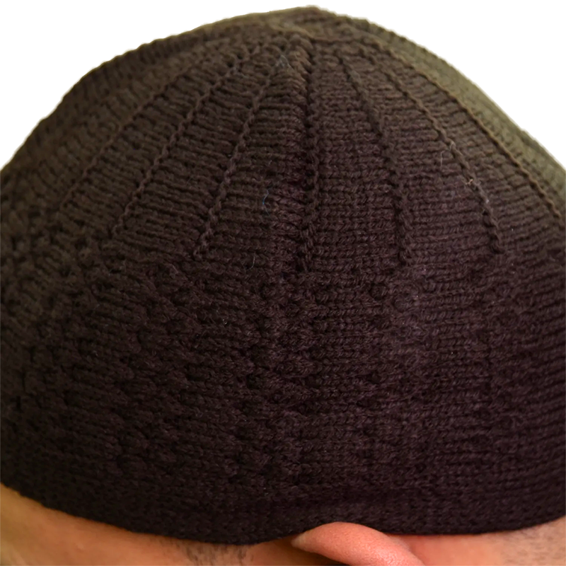 02-MenÔÇÖs Thick Wool Prayer Hat ÔÇô Brown