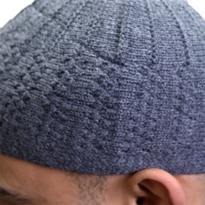 02-MenÔÇÖs Thick Wool Prayer Hat ÔÇô Grey