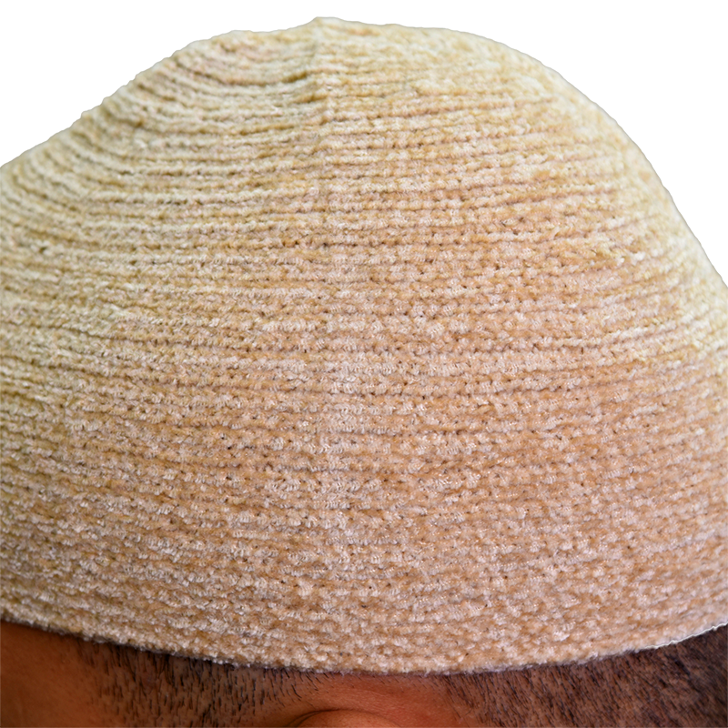 02-Men’s Elegant Wool Prayer Hat – Almond White
