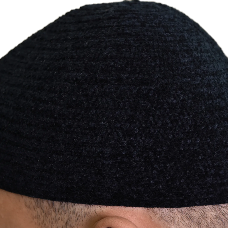 02-Men’s Elegant Wool Prayer Hat – Black