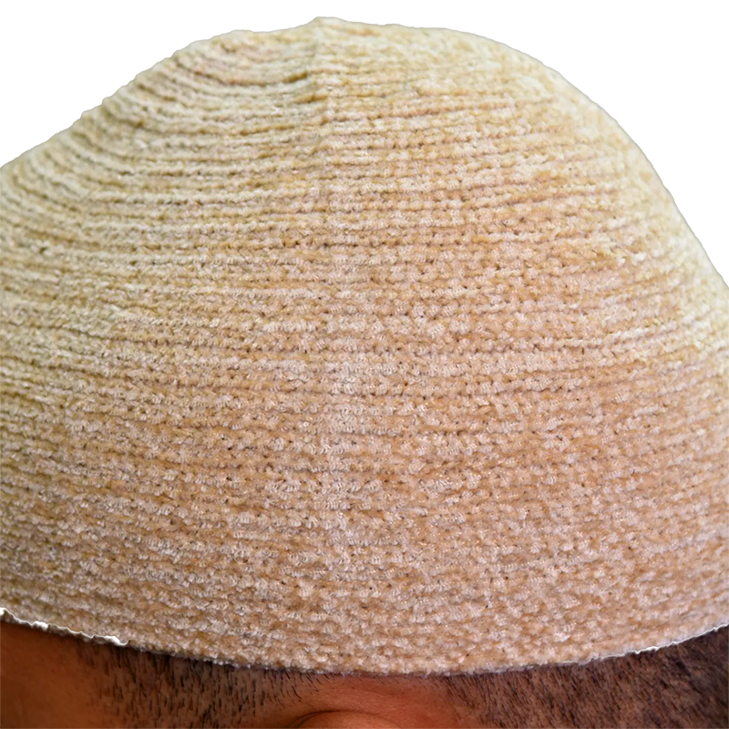 02-Men’s Elegant Wool Prayer Hat – Light Cream