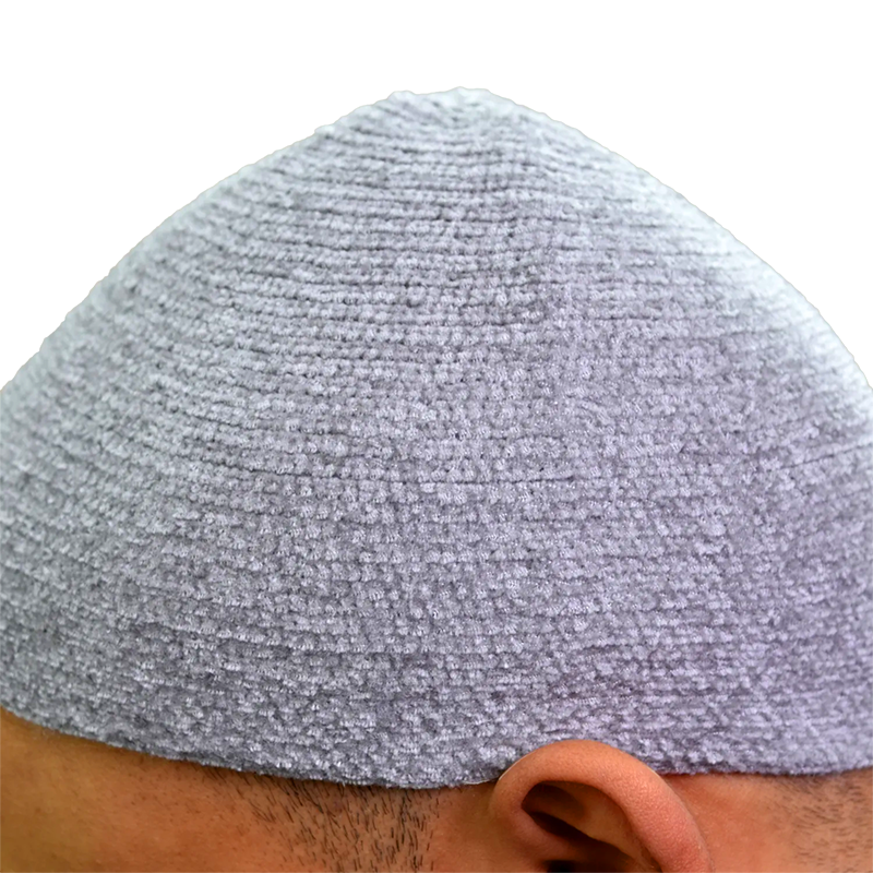 02-Men’s Elegant Wool Prayer Hat – Light Grey