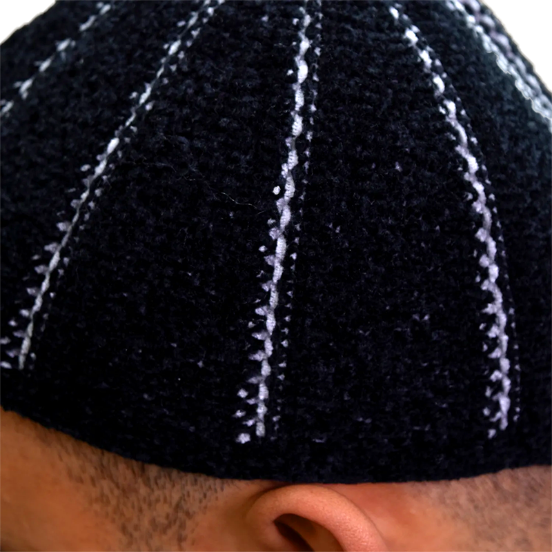 02-Men’s Finest Lined Prayer Hat – Black W Grey