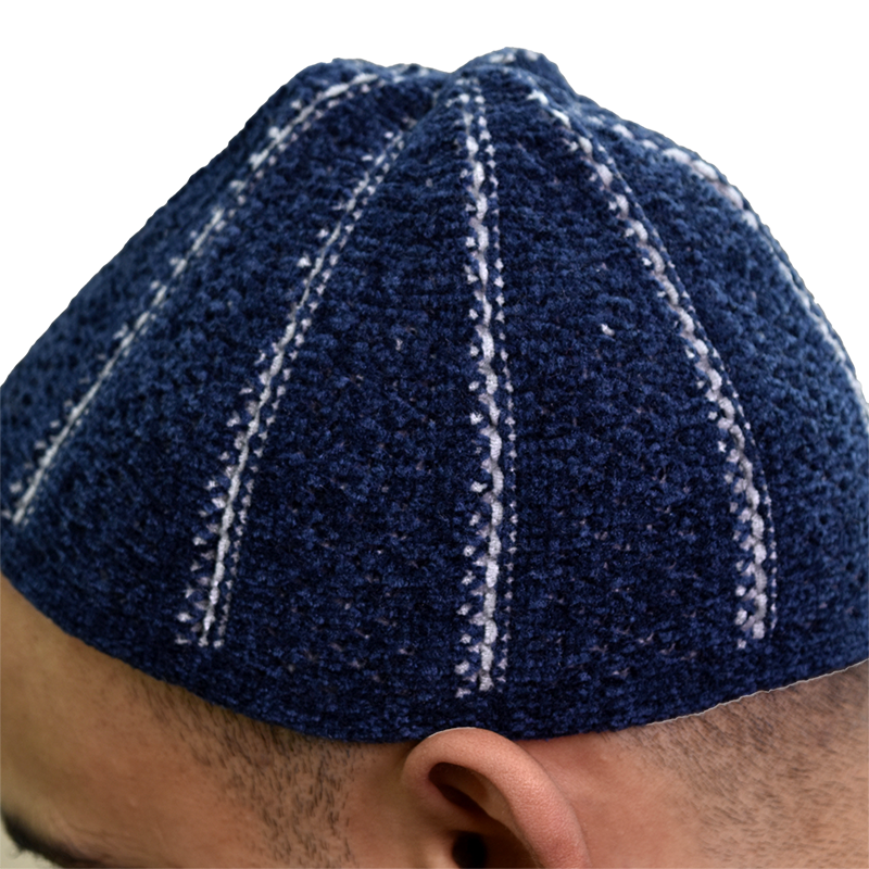 02- Men’s Finest Lined Prayer Hat – Navy W Grey