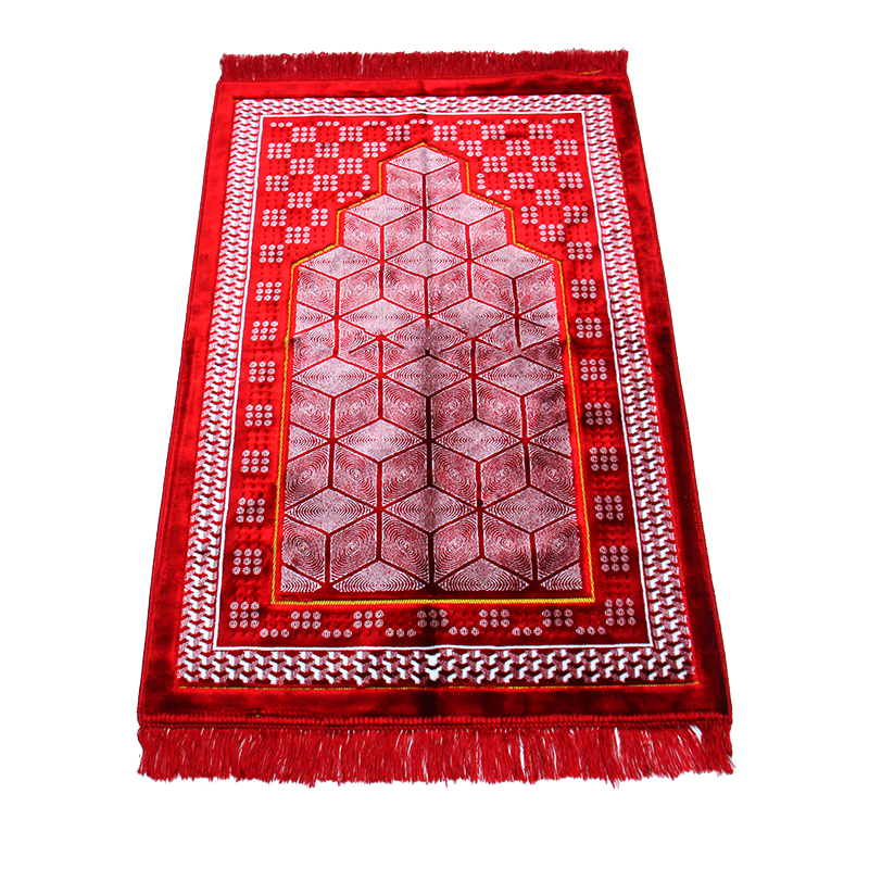 Red & White Pattern Muslim Prayer Rug