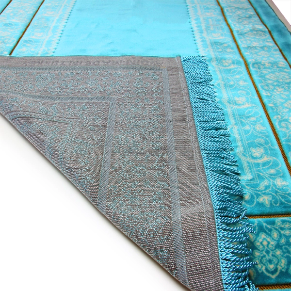 Turquoise & White Pattern Muslim Prayer Mat