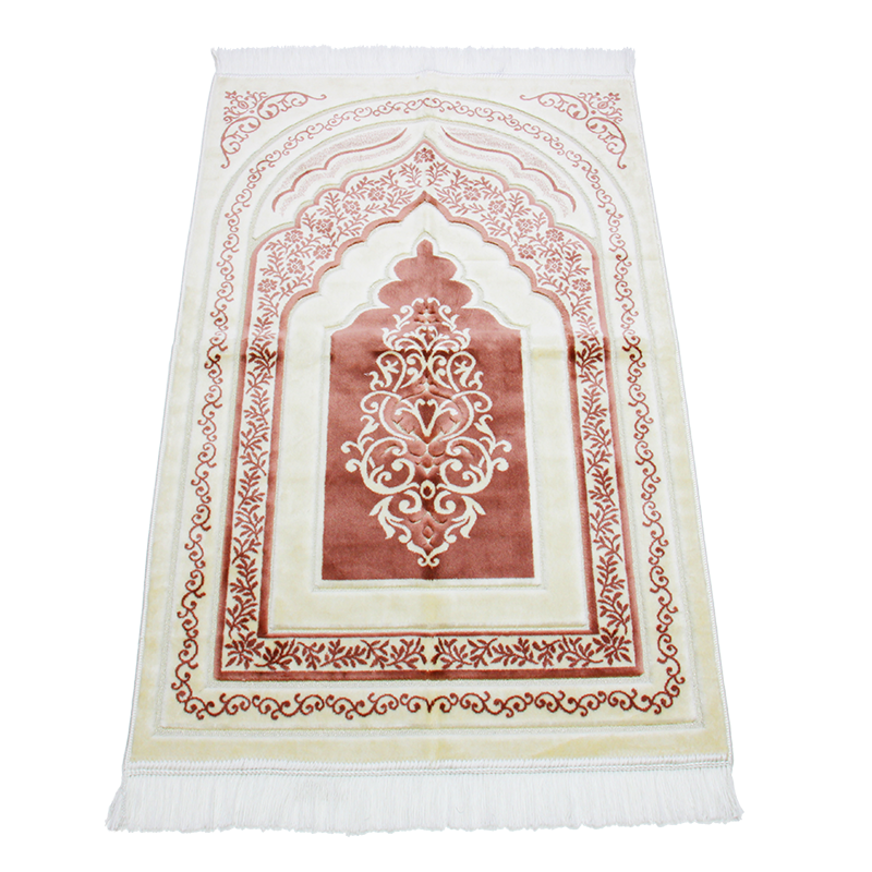 White & Pink Pattern Muslim Prayer Rug