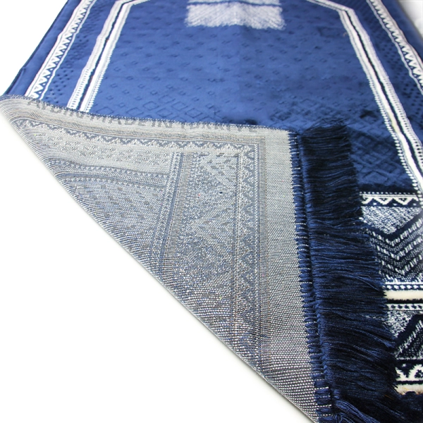 Navy Blue & White Pattern Muslim Prayer Mat