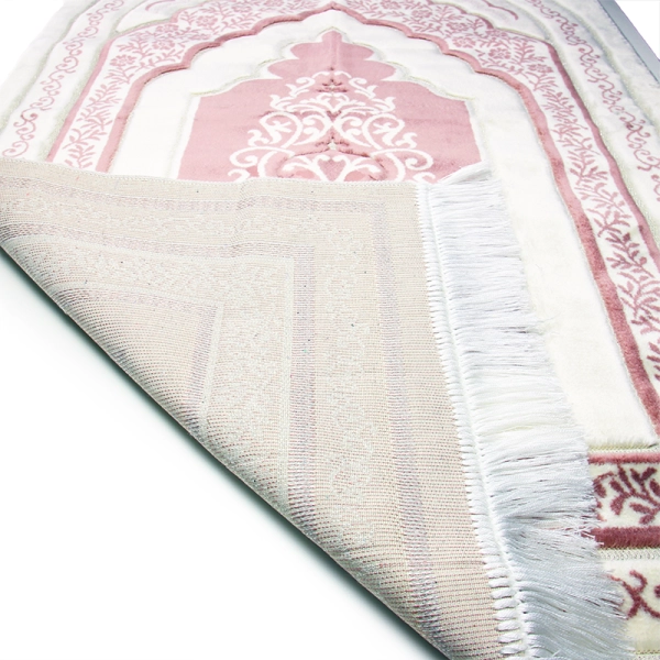 White And Pink Pattern Muslim Prayer Mat