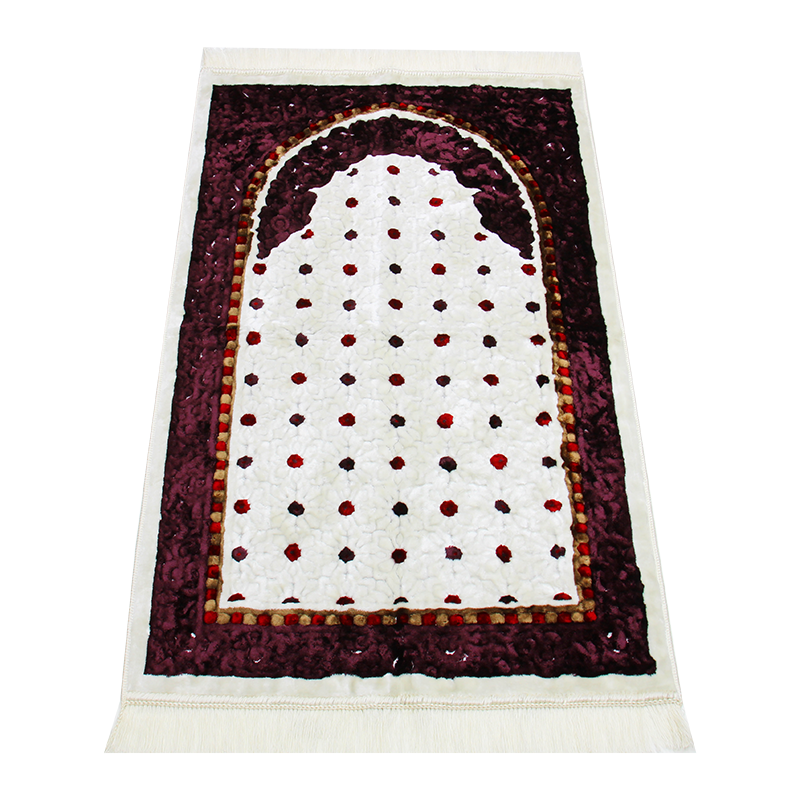 Maroon & White Pattern Muslim Prayer Rug