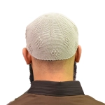 Cream Detailed Knit Prayer Cap for Muslim Men