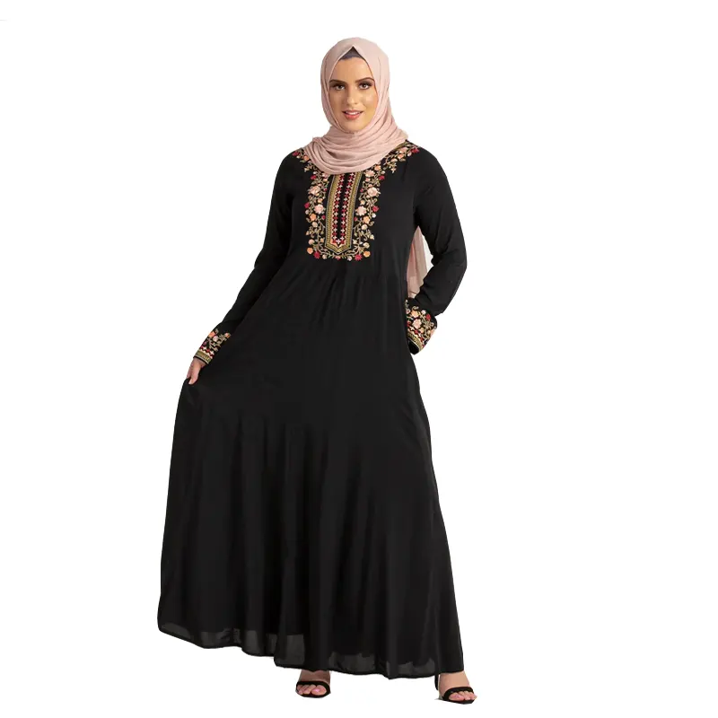 Embroidered Abaya – Black – 1