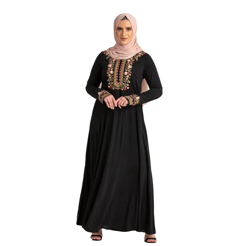 Embroidered Abaya – Black – 2