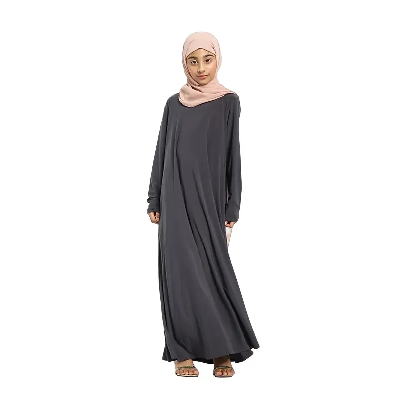 Grey Muslim Girl Jersey Abaya