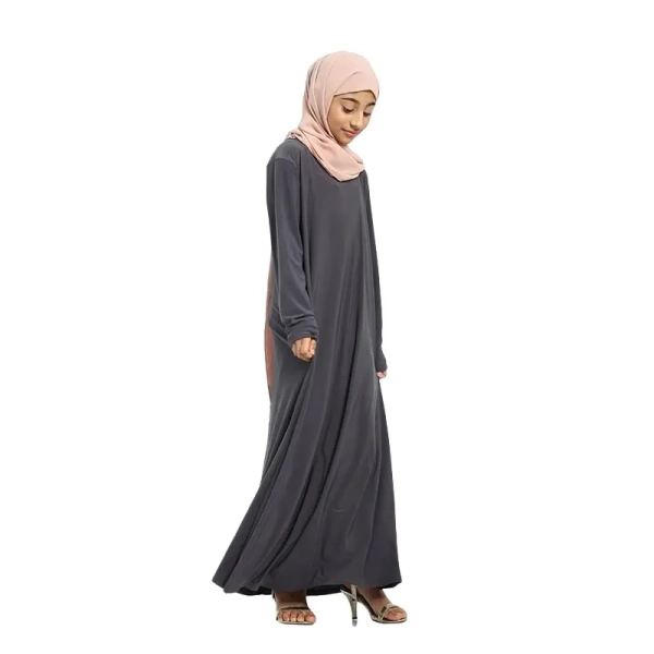 Girls Grey Jersey Abaya