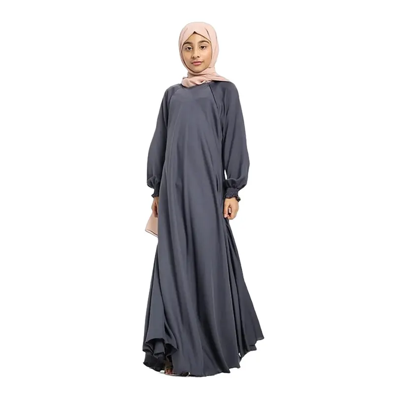 Grey Muslim Girl Grey Umbrella Abaya