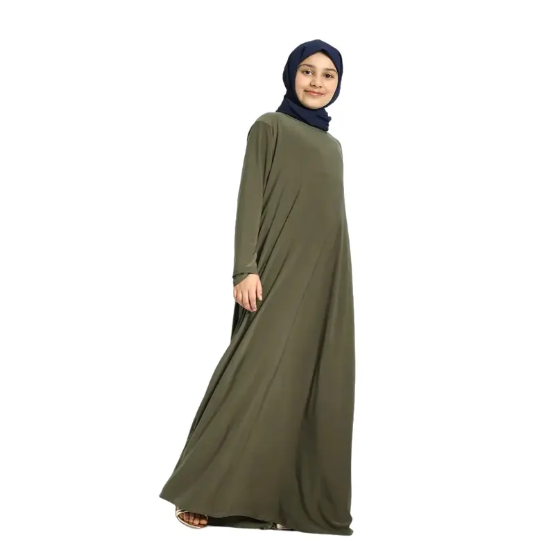 Khaki Muslim Girl Jersey Abaya