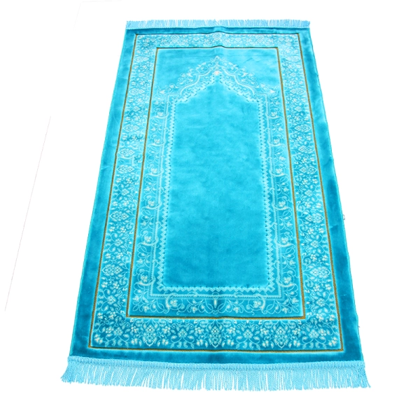 Turquoise & White Pattern Muslim Prayer Rug