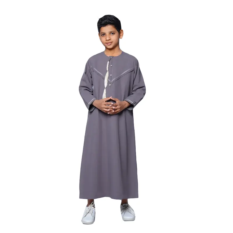 Kids Omani Dark Grey Tasseled Thobes – 923 – 04- 1