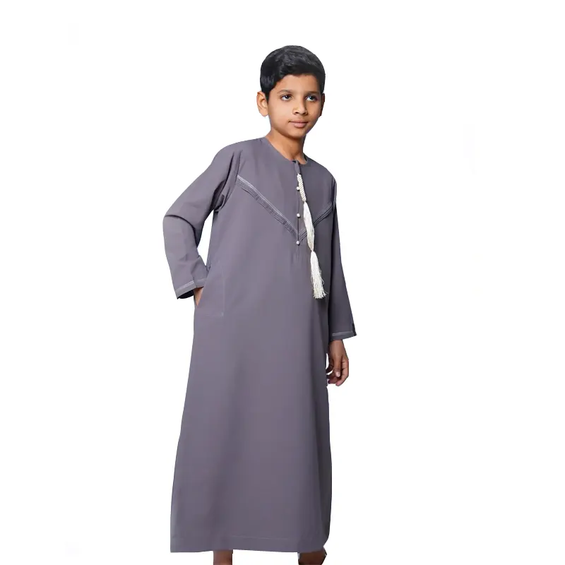 Kids Omani Dark Grey Tasseled Thobes – 923 – 04- 2