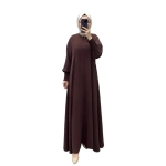 Brown Layered Cuff Zip Abaya Dress