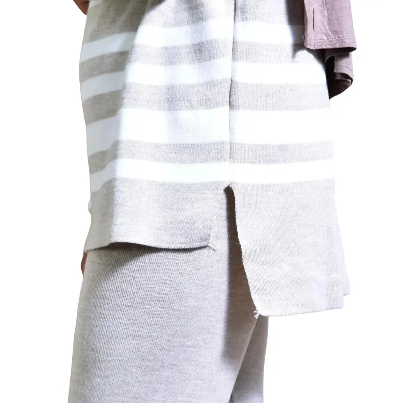 Striped Two Piece Co-ord Set white and grey 2