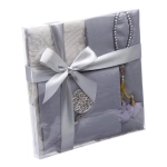 Grey Surah With Silk Cover Prayer Set Gift Box