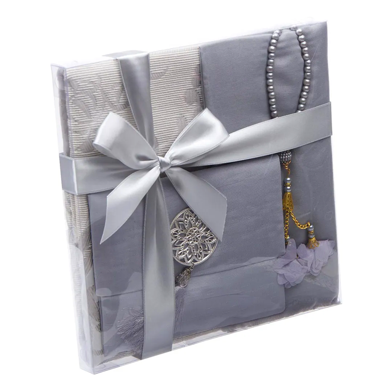 Surah With Silk Cover Gift Box Prayer Set ÔÇô Grey01
