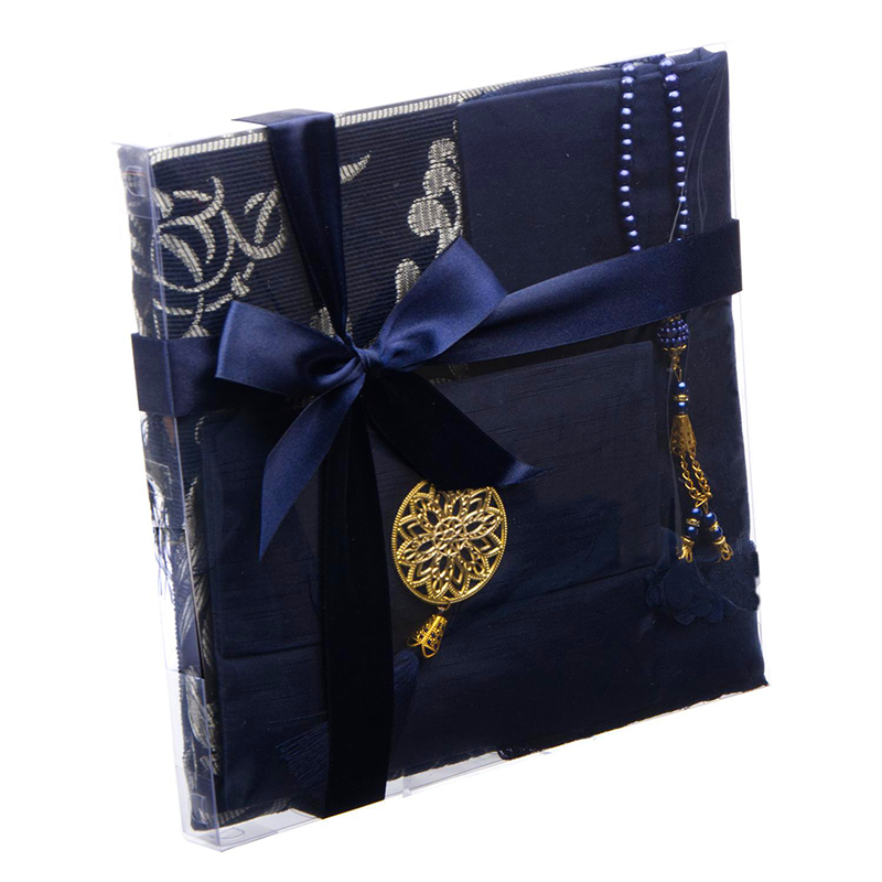 Surah With Silk Cover Gift Box Prayer Set ÔÇô Navy Blue