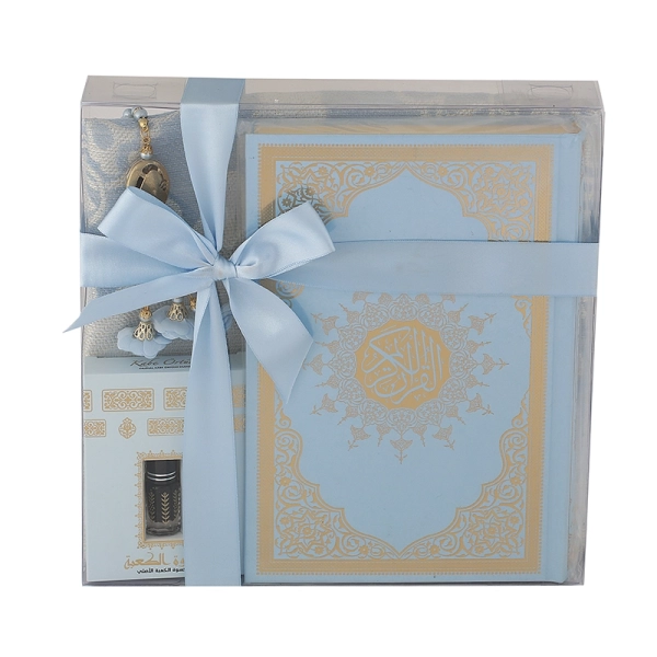 Light Blue Quran and Attar Gift Set