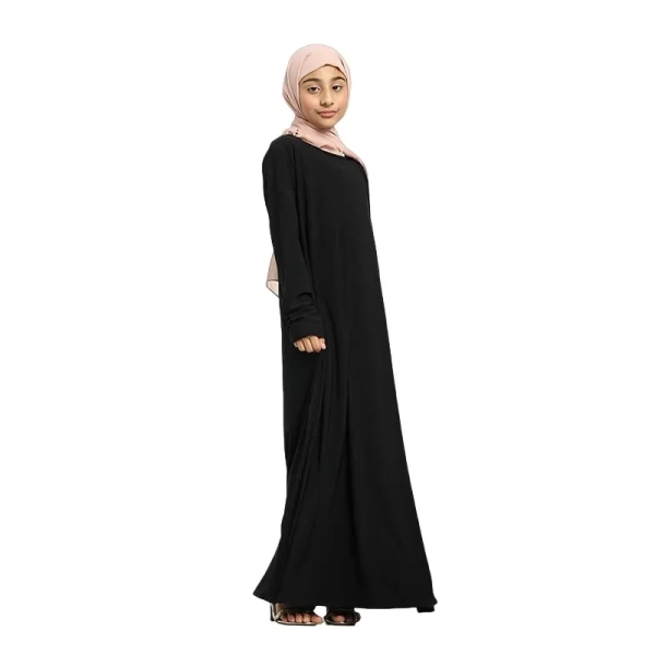 girl black jersey fabric abaya