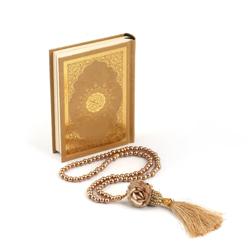 small quran and tasbeeh giftset gold 2