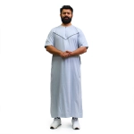 Omani Half Sleeve Light Grey Thobe