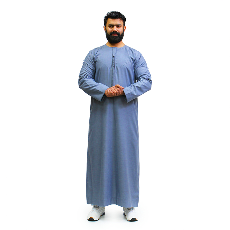 Omani Tasseled Denim Blue Thobe
