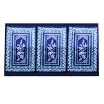 Blue Bordered Three People Muslim Prayer Mat