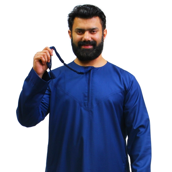 Navy Blue Tasseled Omani Thobe