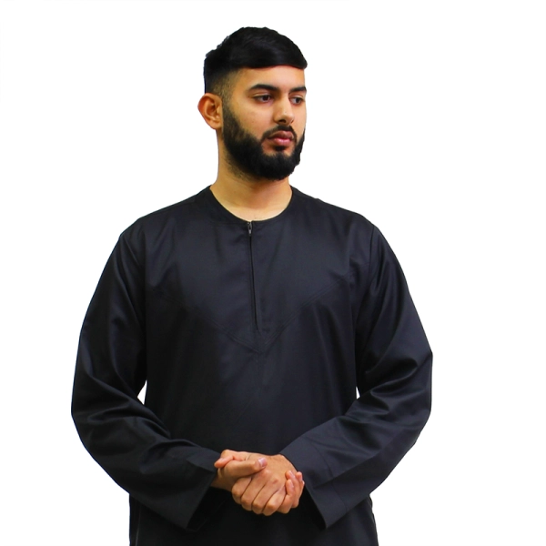 Omani design black thobe