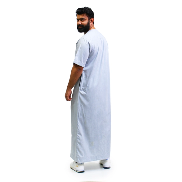 Omani light grey half-sleeve thobe