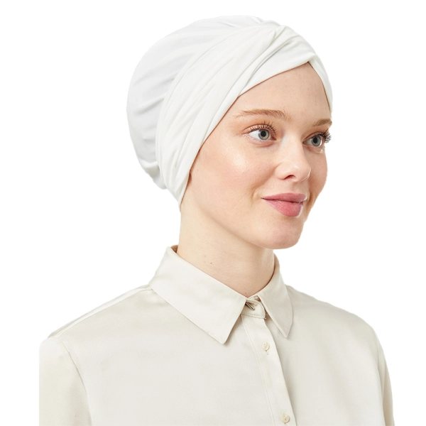 Cream Pre-Tied Instant Turban Scarf for Women